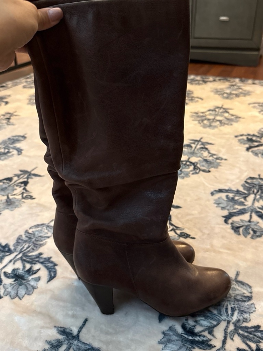 Aldo Chocolate Brown Slouchy Mid-Calf Heel Boots